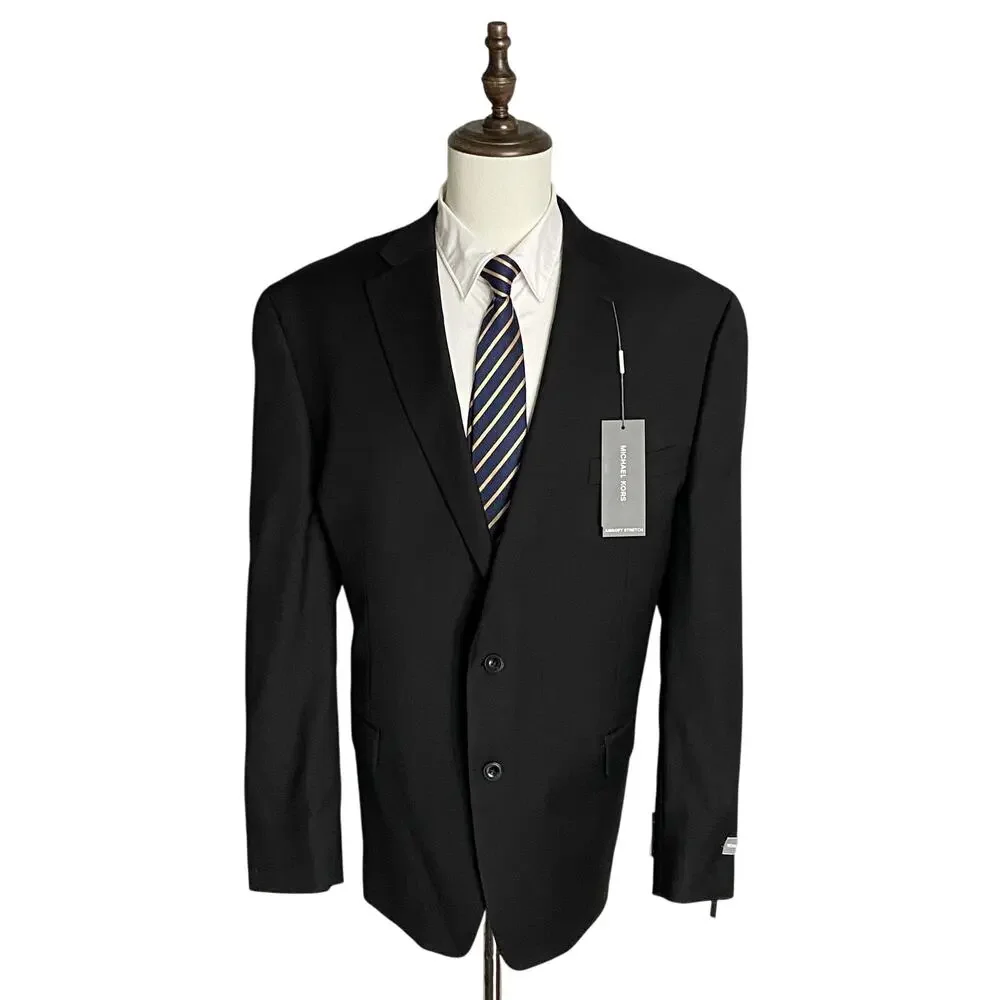 Michael Kors Suit Jacket Men's 50L Modern Fit Airsoft Stretch Solid Black NWT